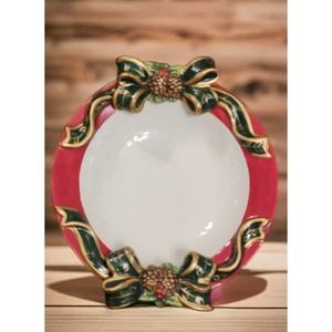 JC Penny Home Holiday Ribbon Ceramic Bowl